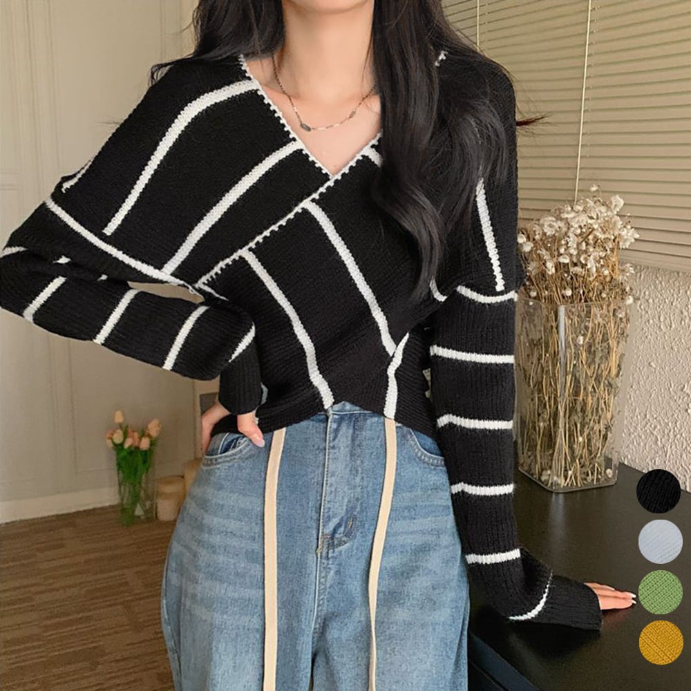 クロスニットトップス カシュクール風 クロスニットトップス カシュクール風 | ミニミニストア