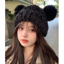 くま耳ニット帽 小顔 レディース 韓国風
