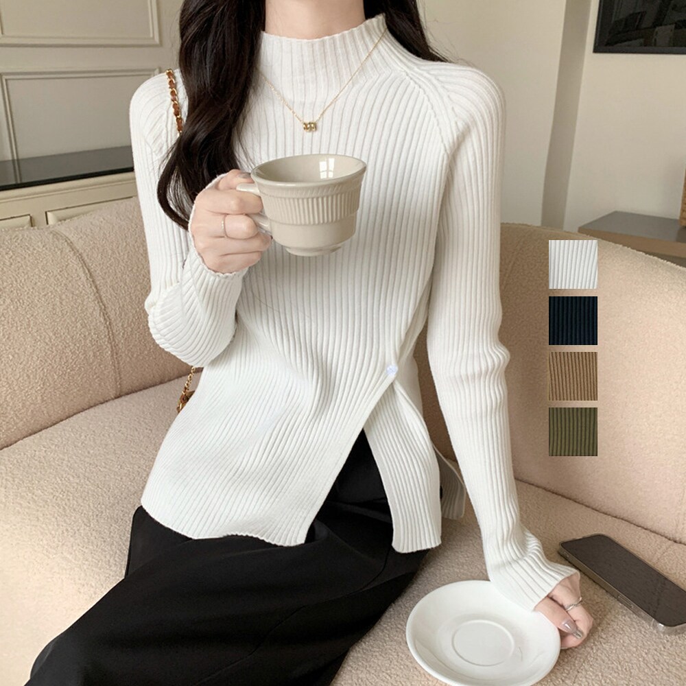 ニットトップス スリット入り 春秋冬 | ミニミニストア(miniministore