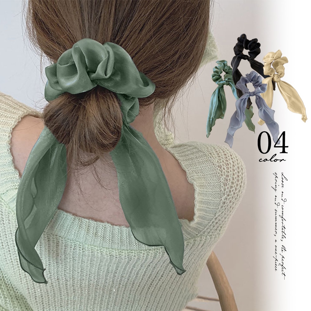 シュシュ 透け感サテン ヘアゴム 韓国風 | ミニミニストア