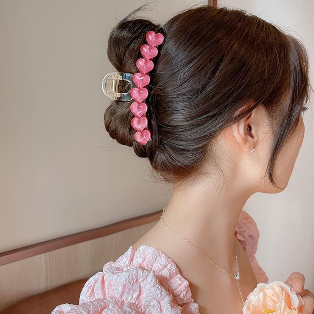 リボン ヘアクリップ ピンク ドット 取りだそ ハート フリル