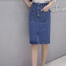 デニムスカート スリット 膝丈