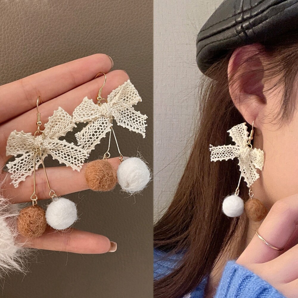 リボンピアス レディース ポンポンピアス | ミニミニストア