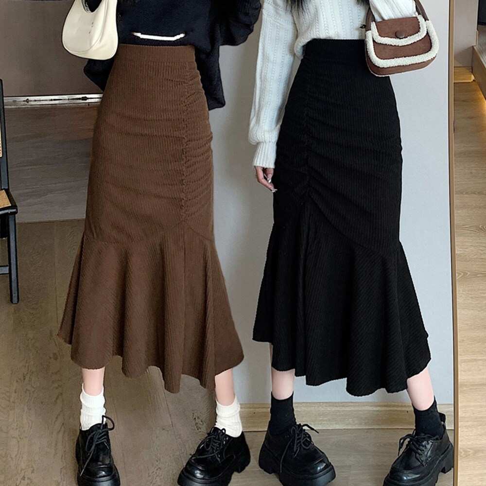 マーメイドスカート秋冬 ロングスカート黒 | ミニミニストア