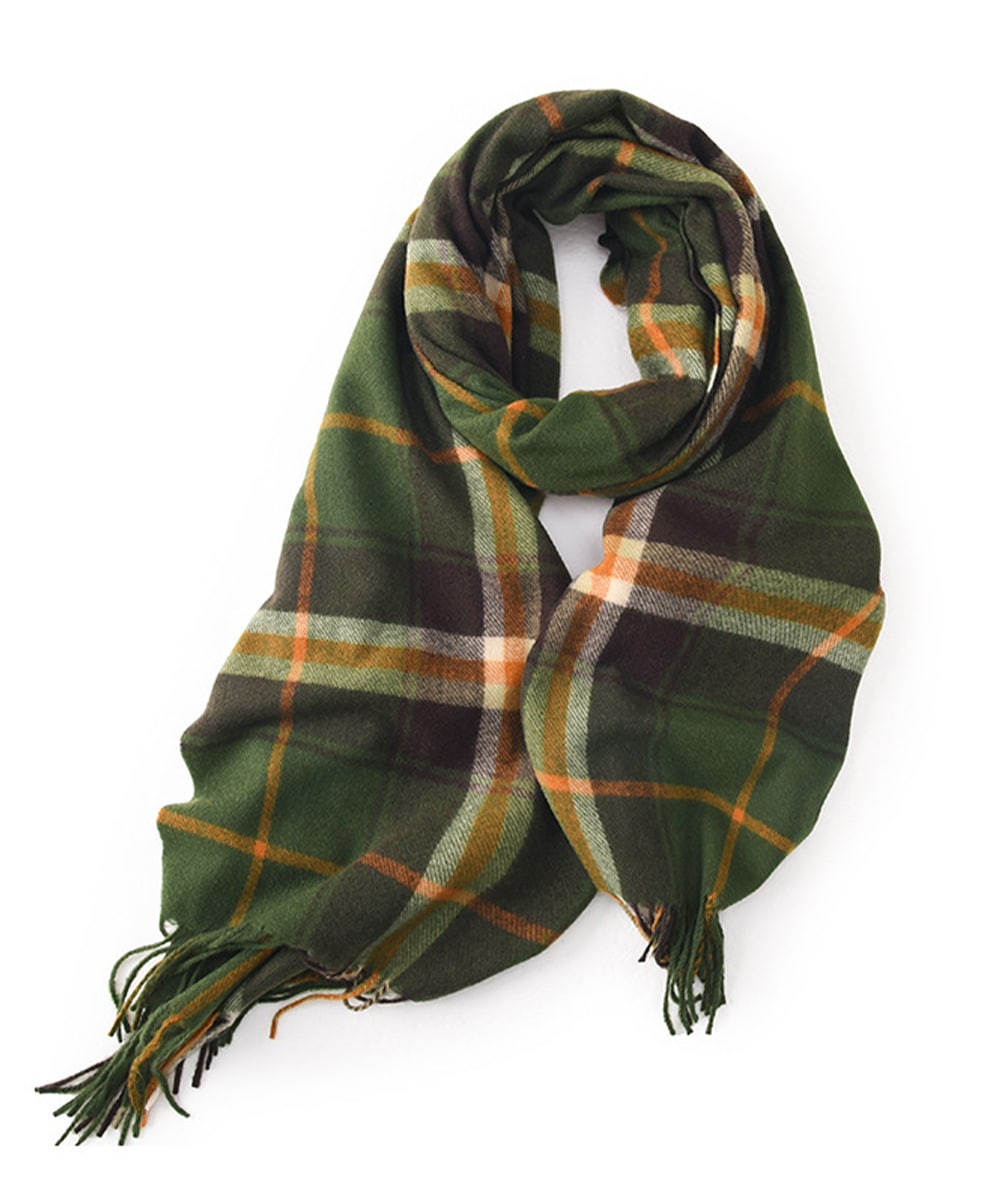 フリンジマフラー チェック柄 韓国風秋冬