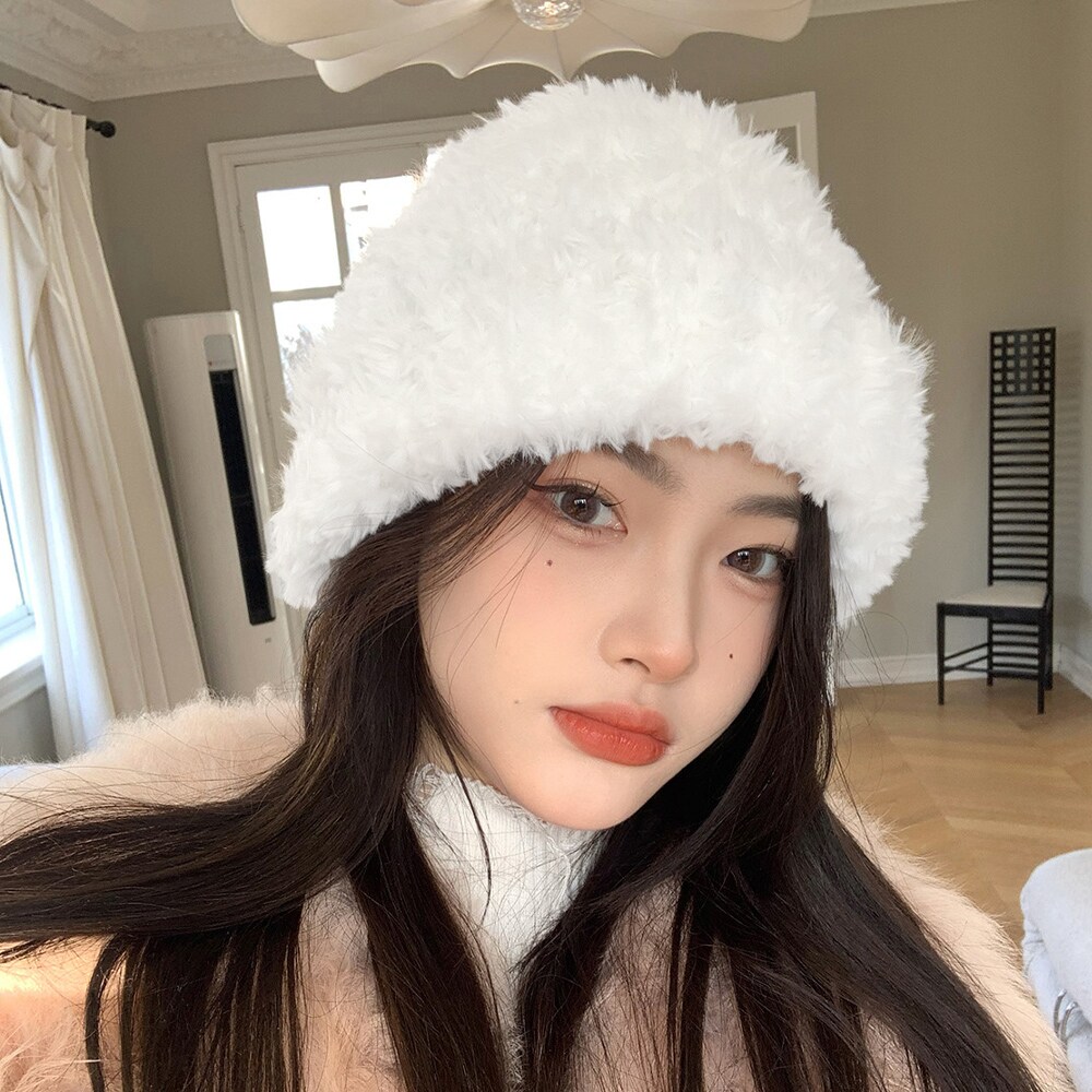 Paloma woolオフホワイト フード付きニット帽未使用品 ふわふわニット帽子 レディース 冬 2色 | ミニミニストア