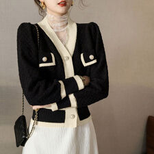 ニットカーディガン 配色 レディース