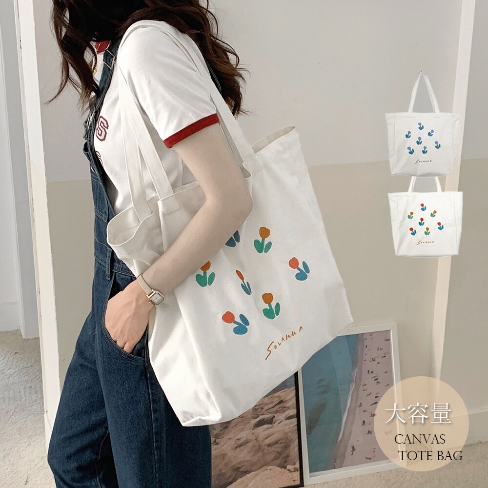 花柄キャンバストートバッグ 花柄 キャンバス トートバッグ | Bagoodtimeshop