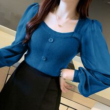 シャツブラウス 袖切り替え ニットソー