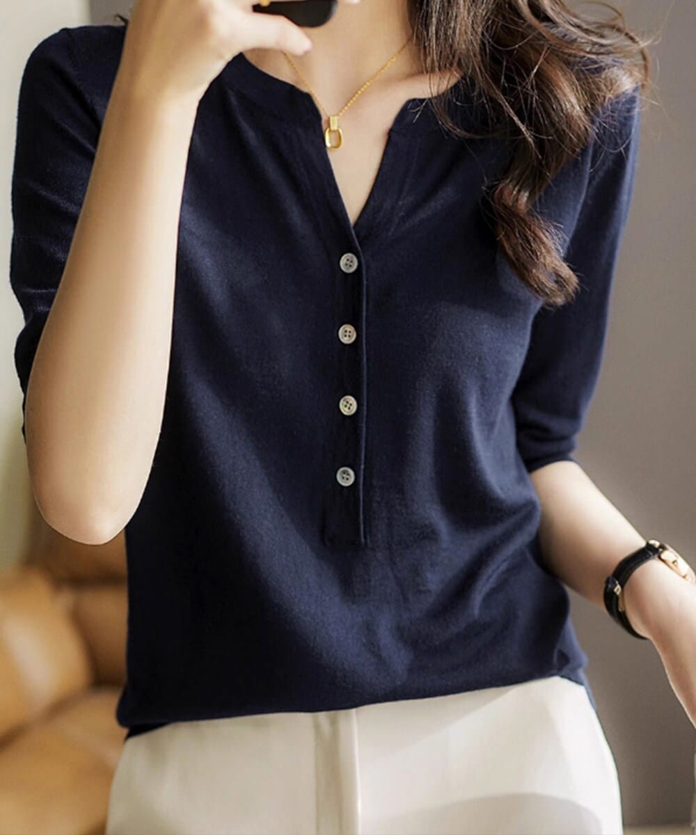 サマーニット Vネックニットトップス韓国