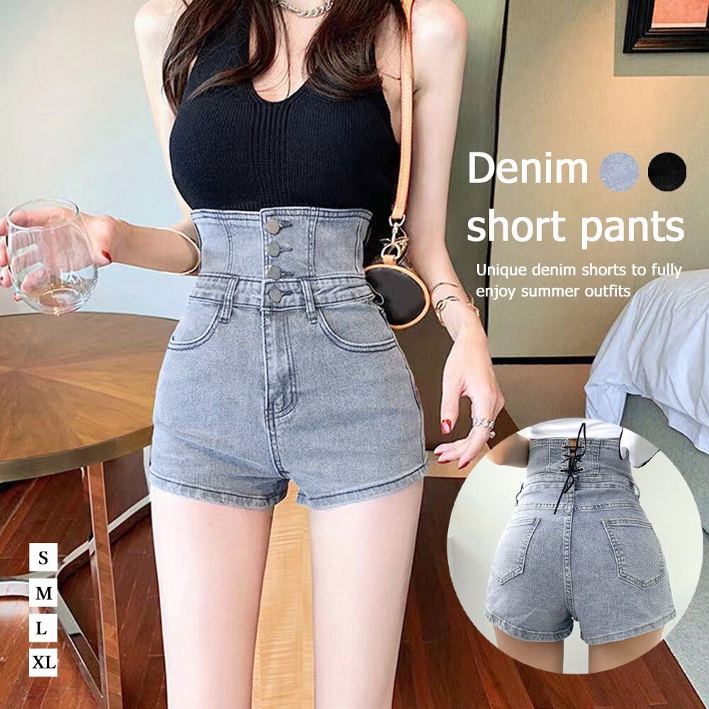 ドロストデザインストレートデニム-short ドロストデザインストレートデニム-short & regular | 小柄・低