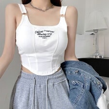 カップ付き タンクトップ ショート丈韓国 | ミニミニストア(miniministore)