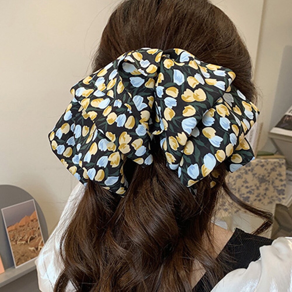 リボンバレッタ ヘアクリップ 千鳥格子柄 千鳥格子柄リボンバレッタ ヘアクリップ 韓国 ヘアアクセサリー