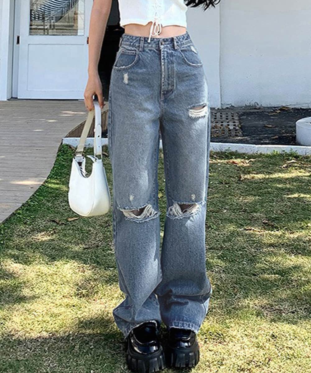 ダメージ加工デニムショートパンツ ダメージ加工デニムショートパンツ | レディース,パンツ,デニム