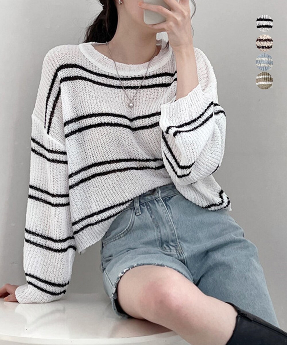 shellerボーダーニットトップス美品