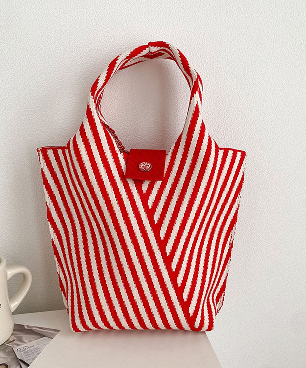 ストライプニットバッグ ミニバッグ