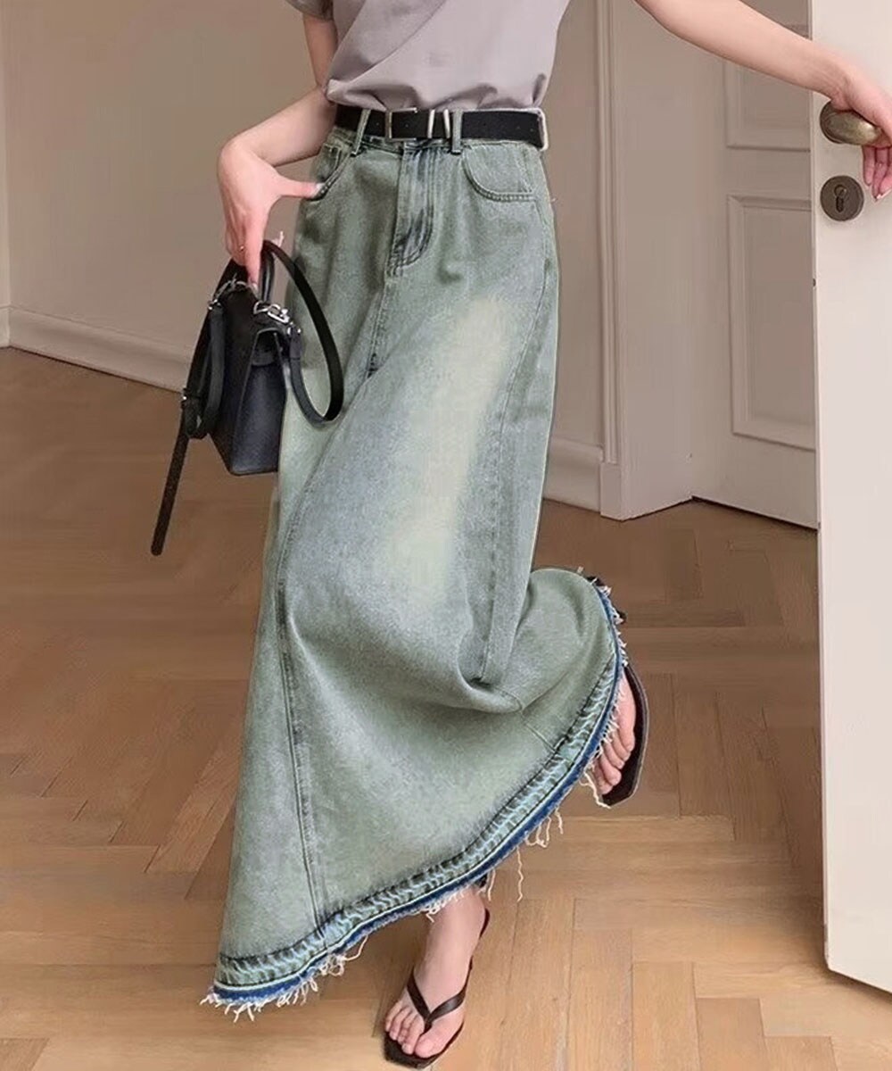 カットオフデザインデニムスカート 韓国風 | ミニミニストア