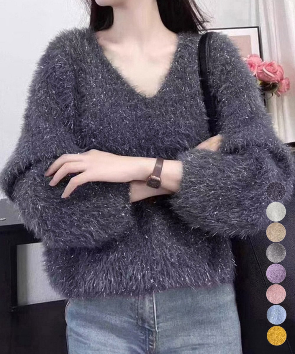 トップス minmin セール】ニットトップス 胸開き プチハイネック（ニット