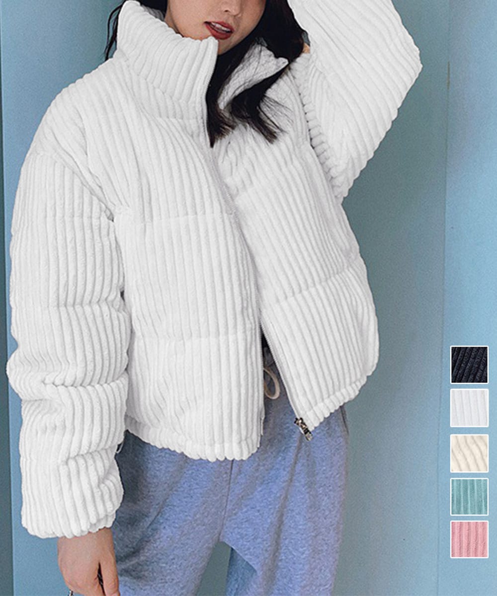 【アイボリー/M】 コーデュロイ 中綿ジャケット ショート丈 miniministore コーデュロイ 中綿ジャケット ショート丈 -靴