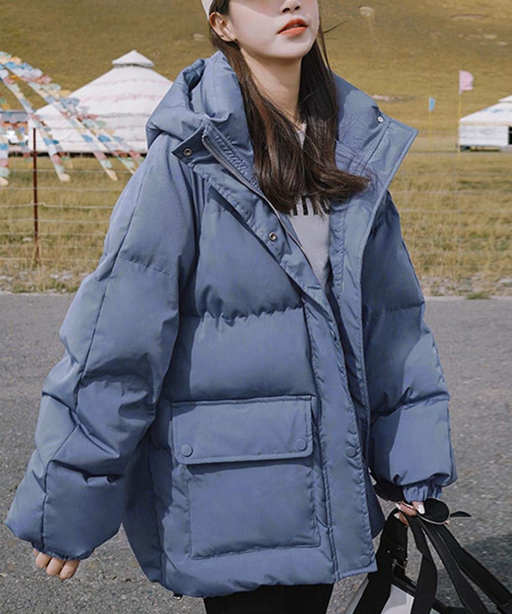 フーデッド エコダウンジャケット重ね着風 | ミニミニストア