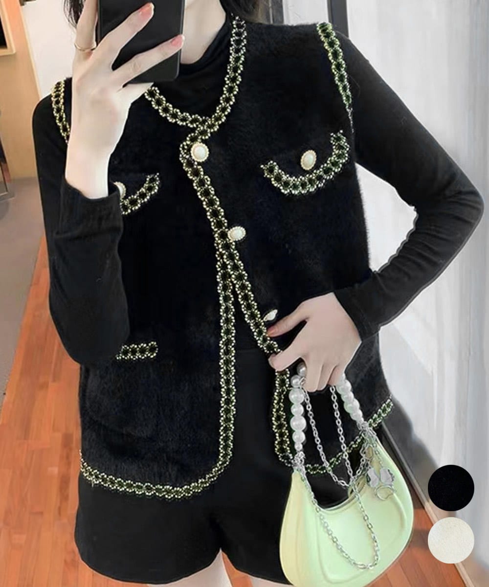 モヘア風ニットベストレディース韓国風秋服 モヘア風ニットベストレディース韓国風秋服 | ミニミニストア