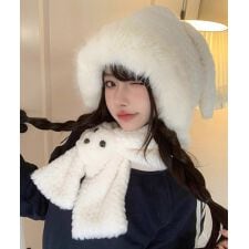 マフラー帽子うさぎ耳 ファー帽子ボア帽子