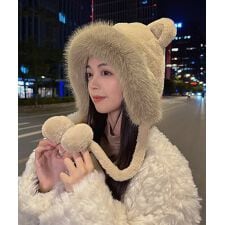 レディースファー帽子 くま耳帽子 暖かい