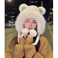 レディースファー帽子 くま耳帽子 暖かい