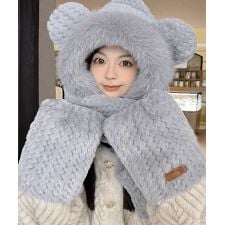 くま耳ニット帽子 マフラー 手袋 一体型