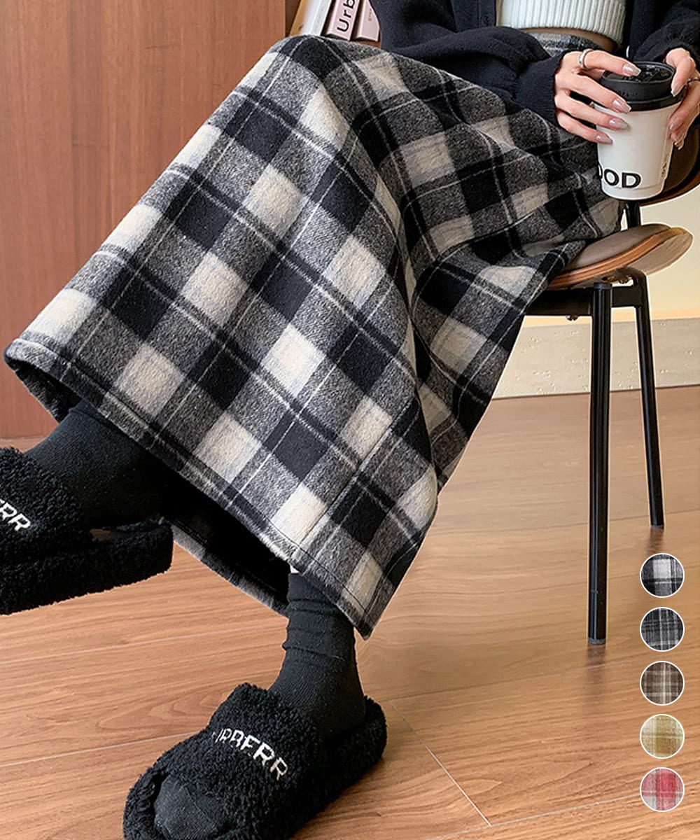 【美品】ROPE PICNIC/チェック柄スカート/ロングスカート/グレー ロペピクニック ROPE' PICNIC 【WEB限定】ロングチェックキルト