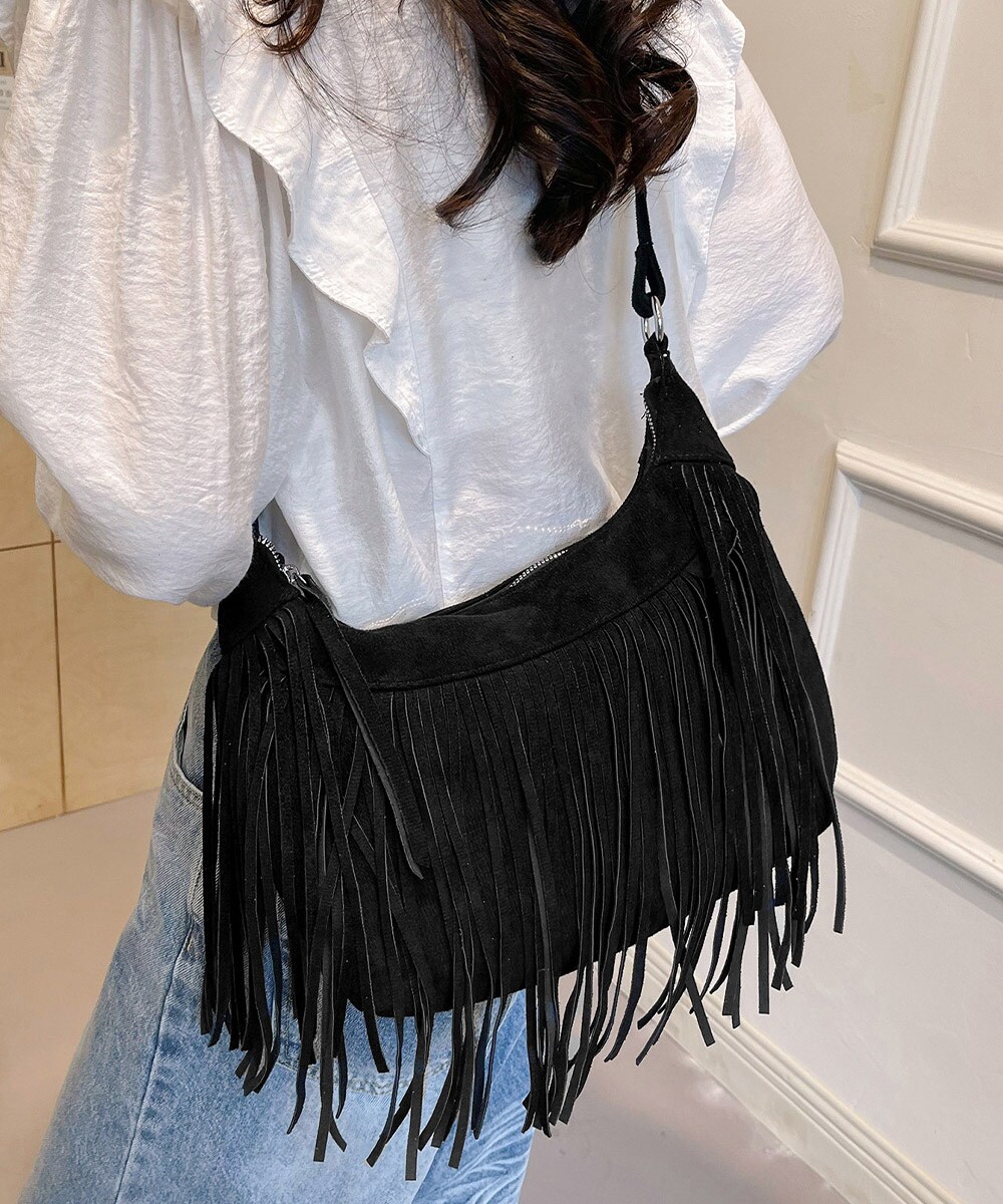 フリンジショルダーバッグスエード調バッグ | ミニミニストア