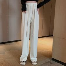 ドロスト ワイドパンツ リブ レディース