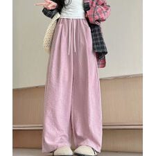 ワイドパンツウエストゴムストレートパンツ