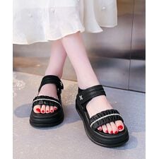 厚底サンダル レディースギャザーサンダル