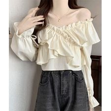 フリルブラウス オフショルブラウス 長袖