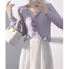 フリルボレロ 薄手ニットカーディガン春夏