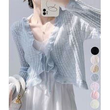 ミニミニストア(miniministore)のフリルボレロ 薄手ニットカーディガン春夏