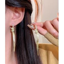 韓国風ロングチェーンピアス 揺れるピアス