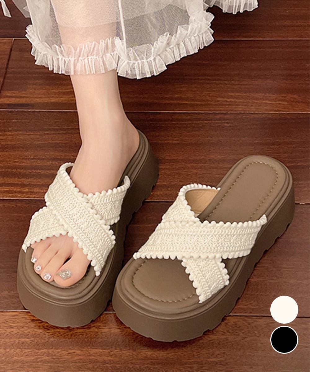 厚底サンダル レディース クロッシー編み | ミニミニストア