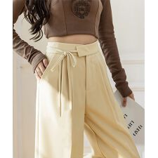 ストレートパンツ リボンスラックス 美脚
