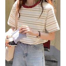 マルチボーダーTシャツ 半袖カットソー夏