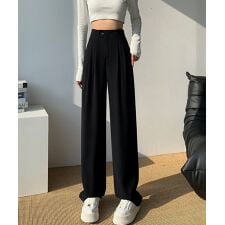 ハイウエストスラックス セミワイドパンツ