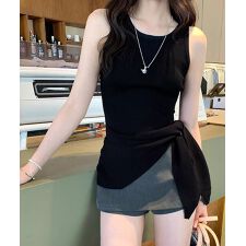 タンクトップ 韓国風 サイドスリット夏服