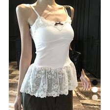 ミニミニストア(miniministore)のパッド付き 裾レース切り替えキャミソール