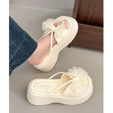 ビッグリボン厚底サンダル 履きやすい夏靴