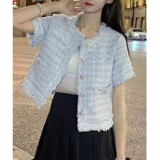 半袖ツイード風ジャケット レディース夏服