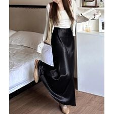 サテンスカート ロングスカート 無地