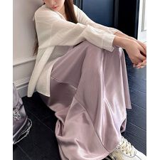 サテンスカート ロングスカート 無地