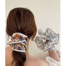 花柄シュシュ4点セットボリュームヘアゴム