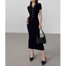 ポロニットワンピース 半袖 ロングワンピ